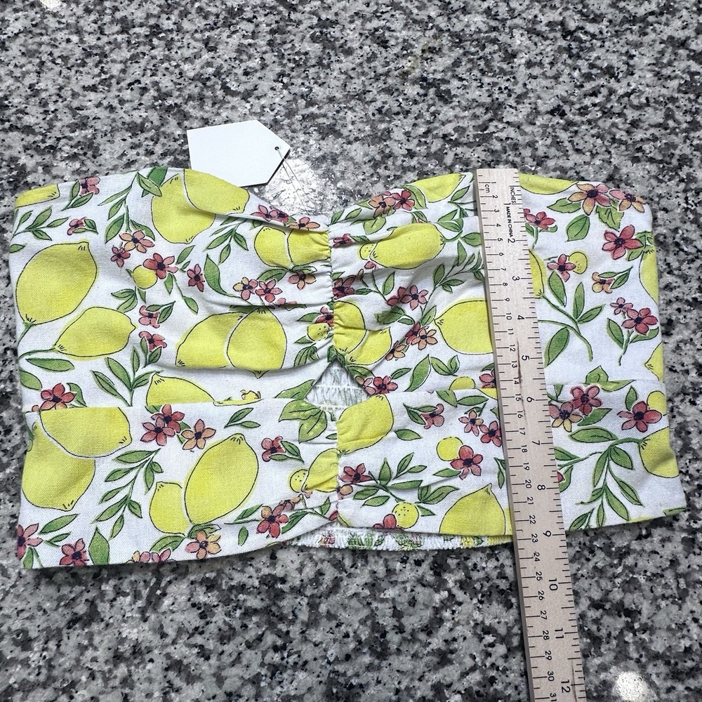 NWT Monteau Los Angeles Lemon And Floral Print Cropped Tube Top X-Large - Picture 8 of 9